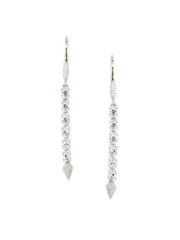 925 Sterling Silver Long Hanging CZ Earrings