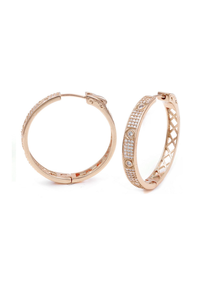 925 Sterling Silver Wide CZ Pave Hoop Earrings