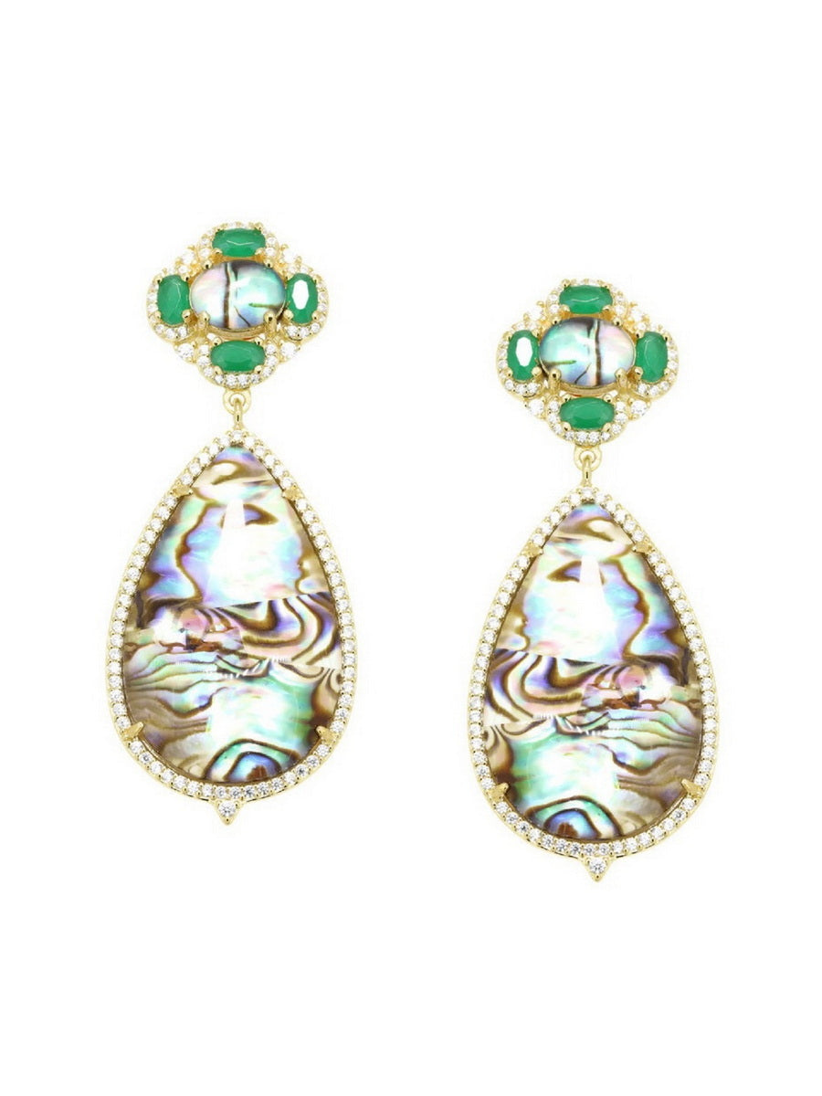 925 Sterling Silver Abalone Shell Drop Earrings