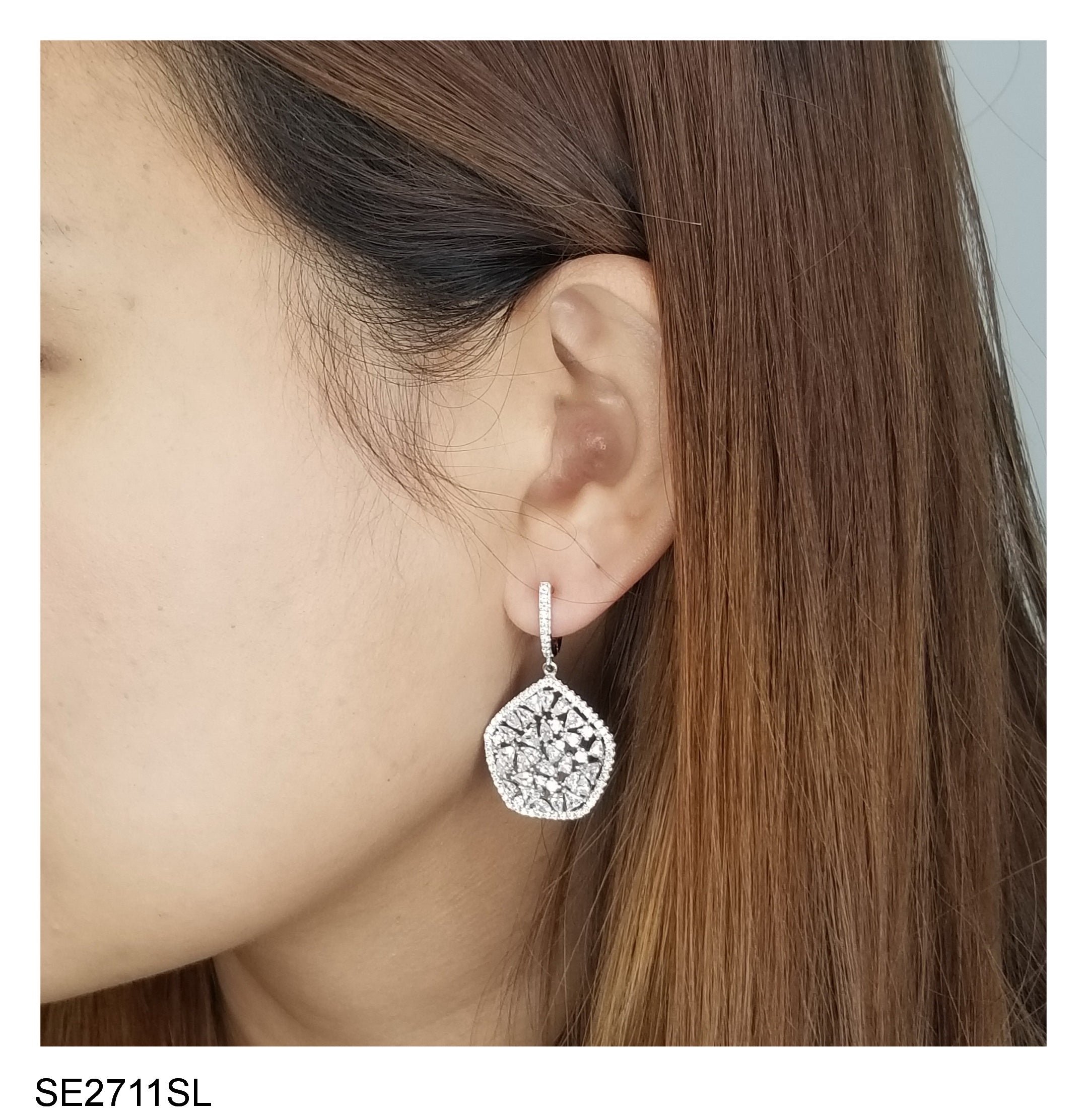 925 Sterling Silver White CZ Earrings