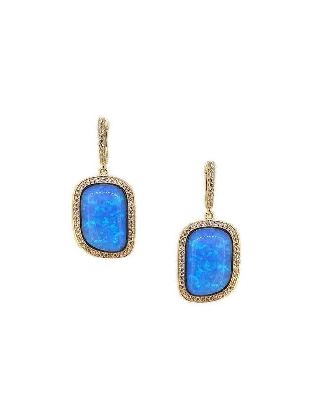 Crystal-covered Natural Stone Drop Earrings