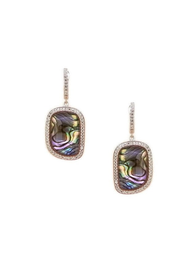 Crystal-covered Natural Stone Drop Earrings