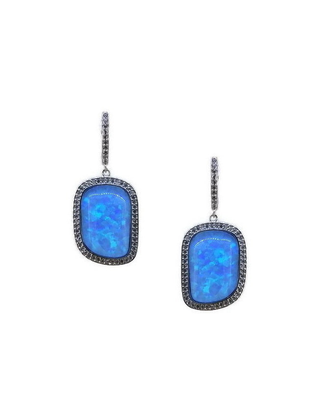 Crystal-covered Natural Stone Drop Earrings