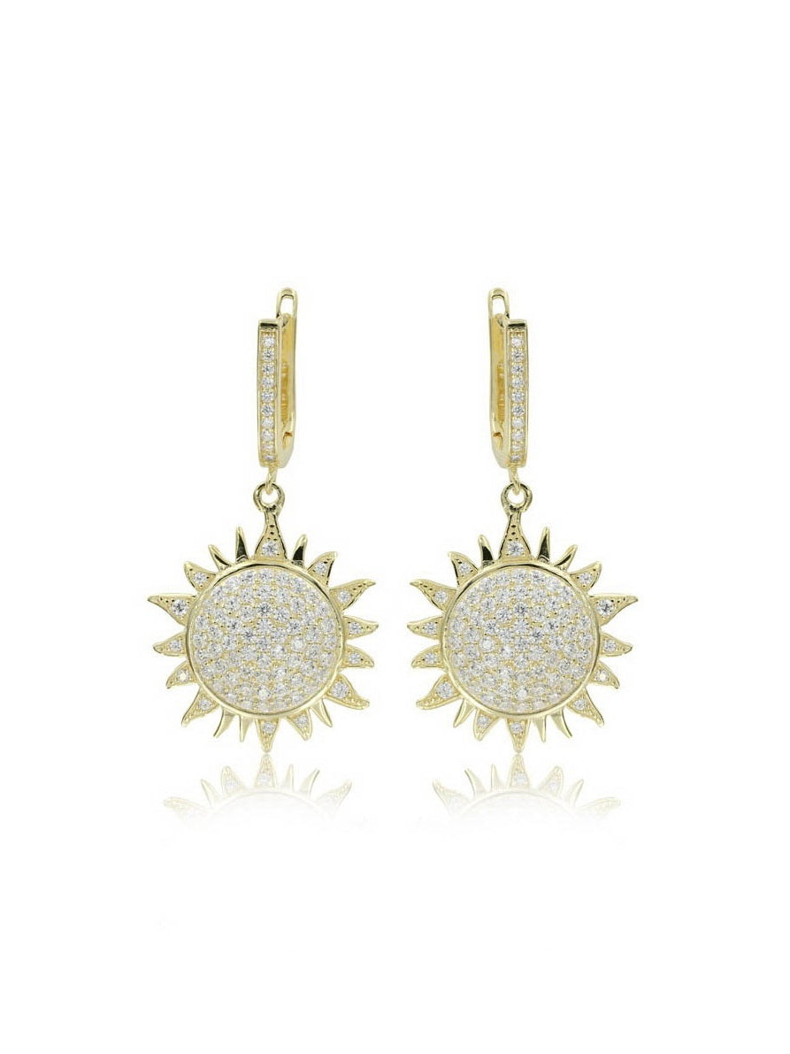 925 Sterling Silver Sun Shape Dangle Earrings