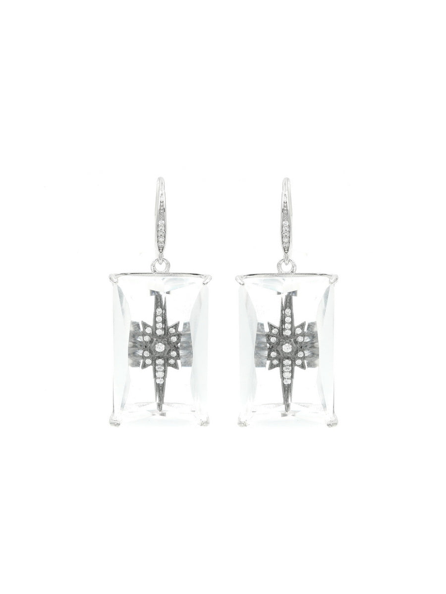 925 Sterling Silver Star CZ Drop Earrings