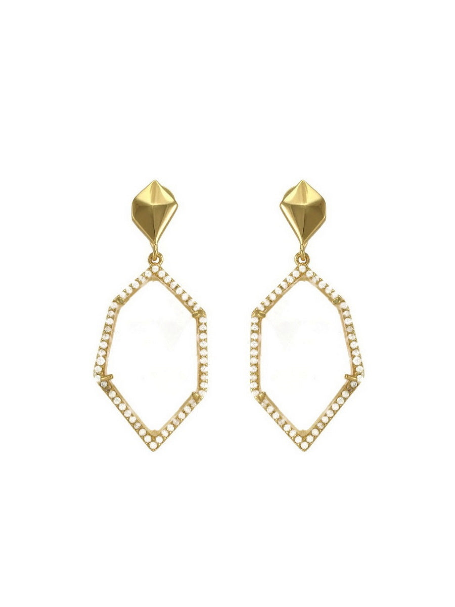 Geometric Shape with Clear Crystal Earrings