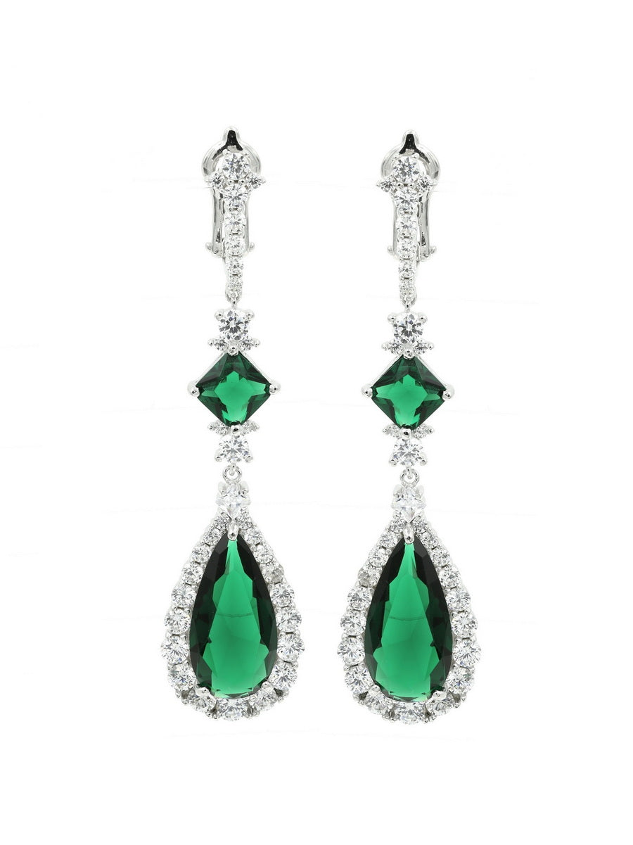 925 Sterling Silver Sparkling CZ Drop Earrings