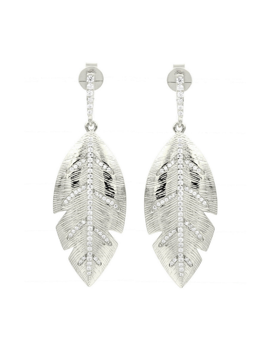 925 Sterling Silver Leaf Drop Earrings