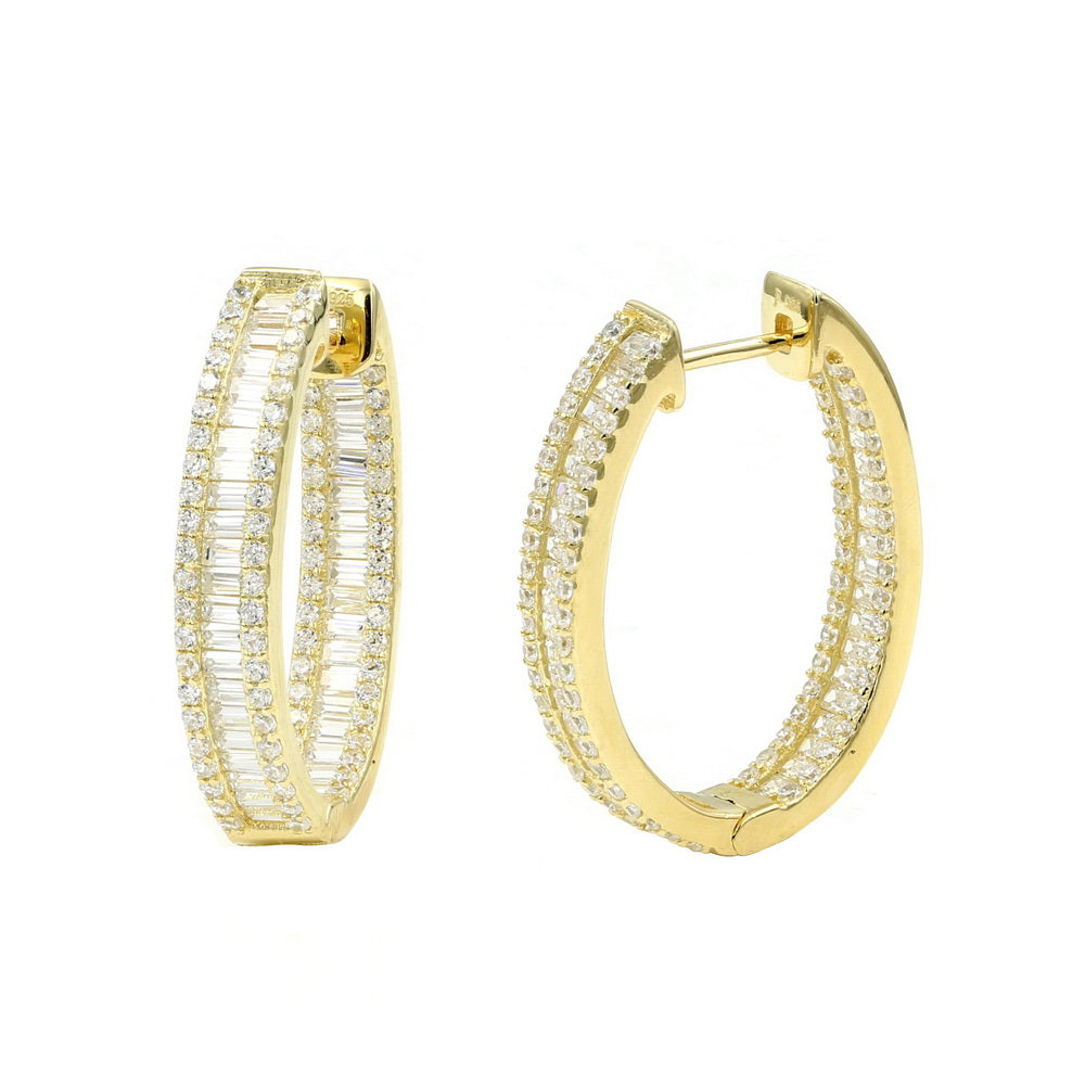 925 Sterling Silver CZ Hoop Earrings