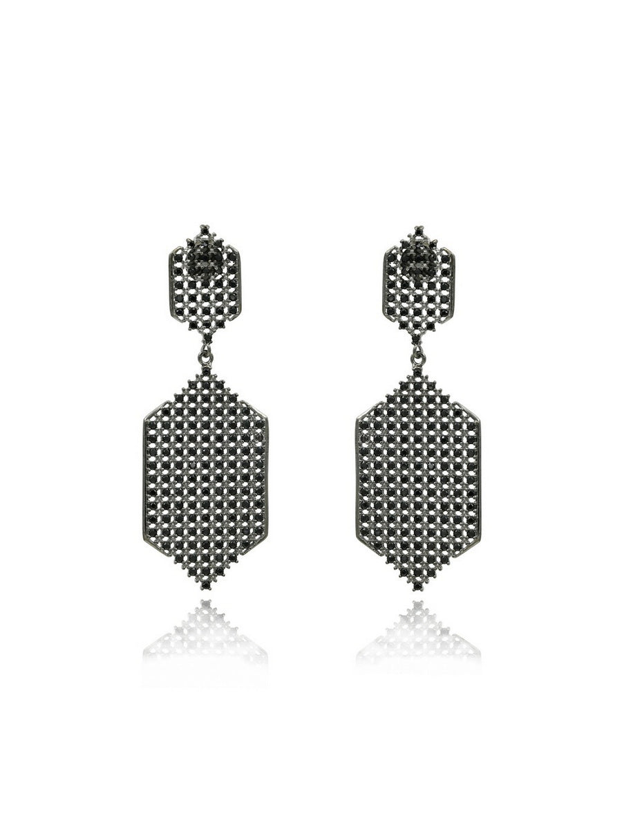 925 Sterling Silver Geometry CZ Dangle Earrings