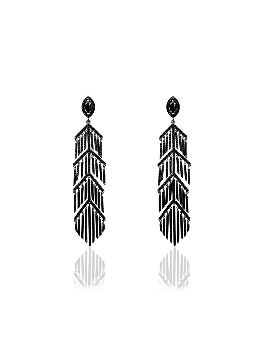 925 Sterling Silver CZ Tassel Earrings