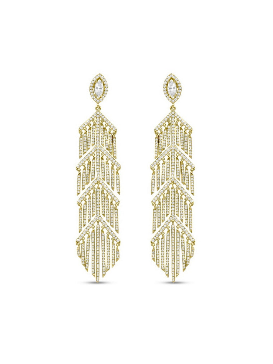 925 Sterling Silver CZ Tassel Earrings