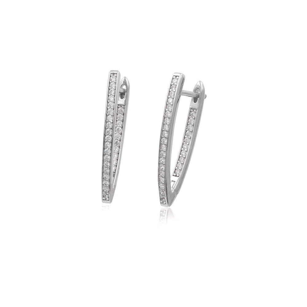 925 Sterling Silver CZ Hoop Earrings