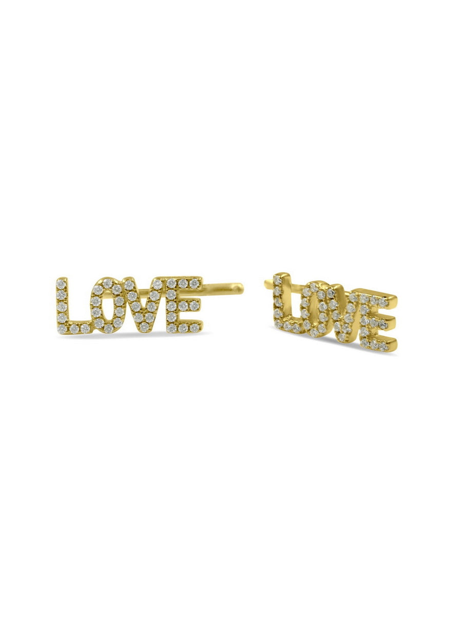 925 Sterling Silver "LOVE" Climber Earrings