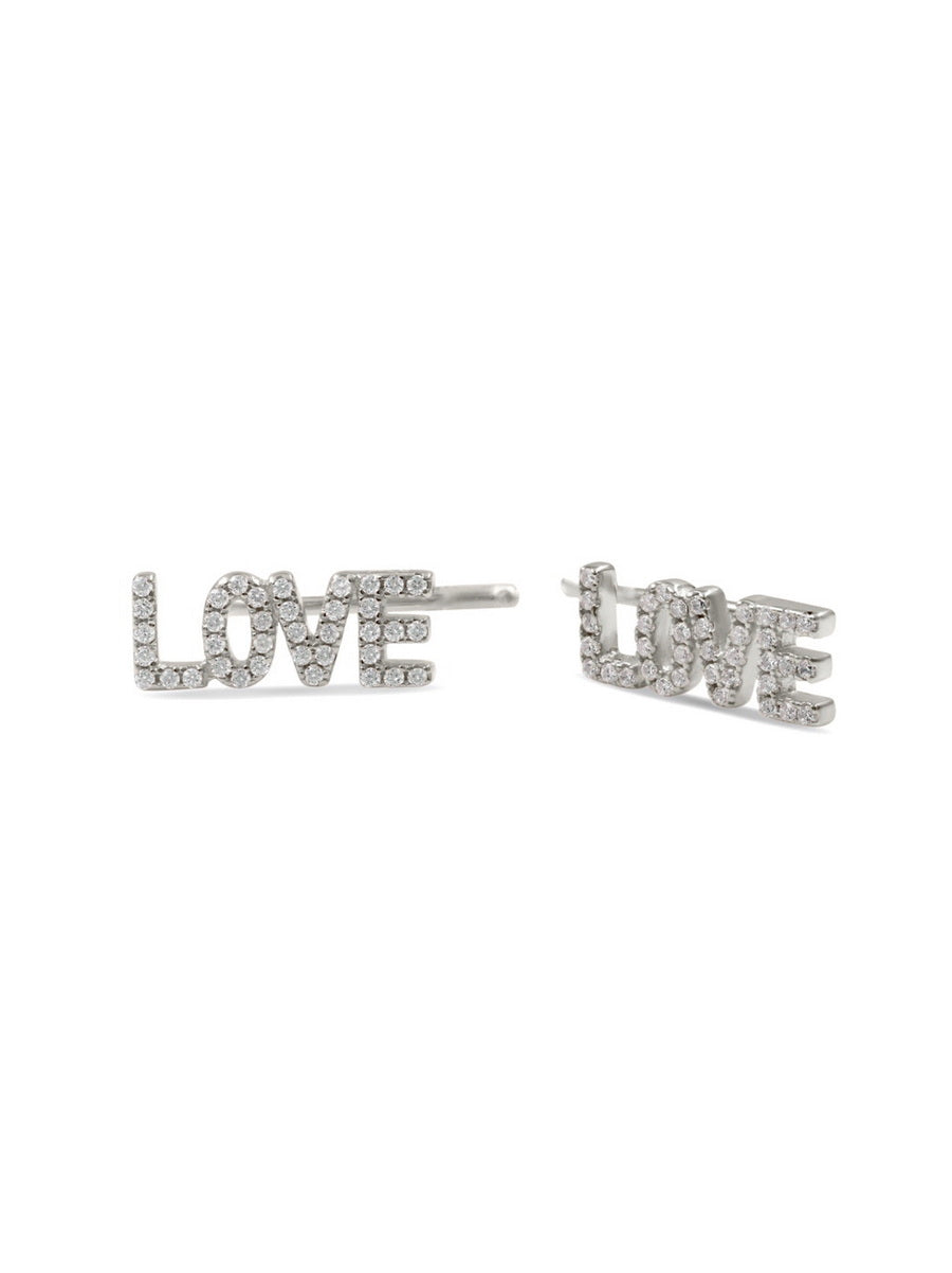 925 Sterling Silver "LOVE" Climber Earrings