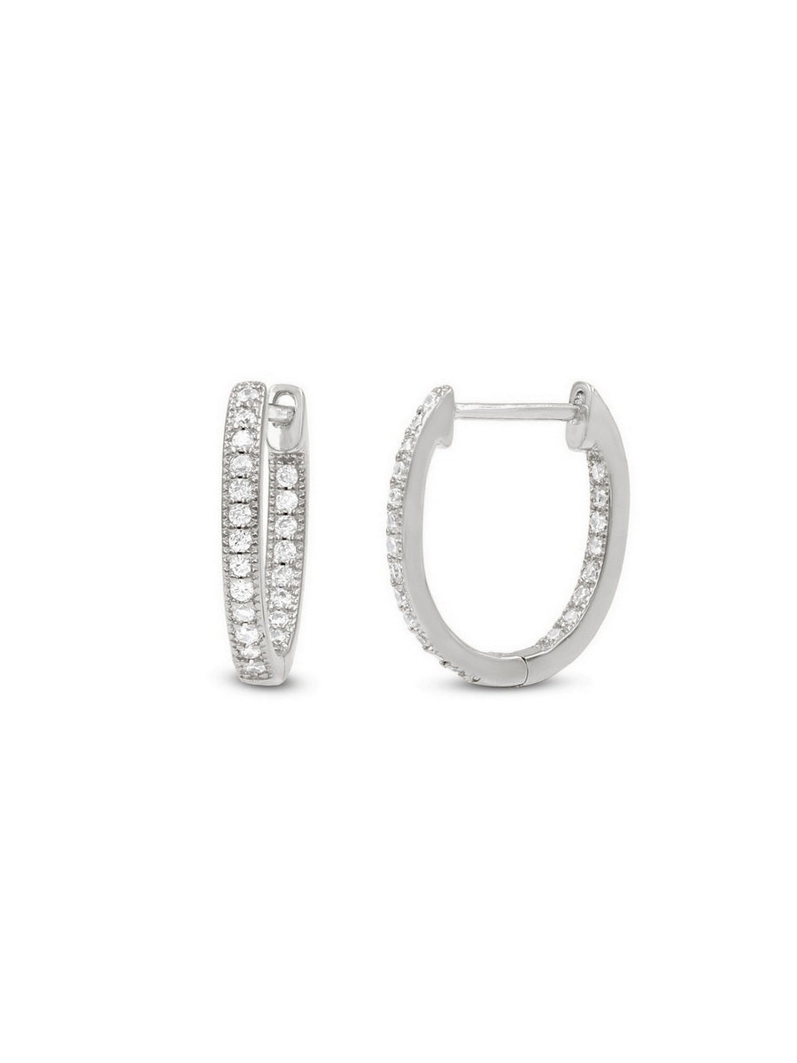 925 Sterling Silver CZ Hoop Earrings