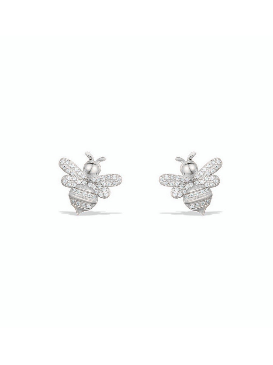 925 Sterling Silver Cute Bee Studs Earrings