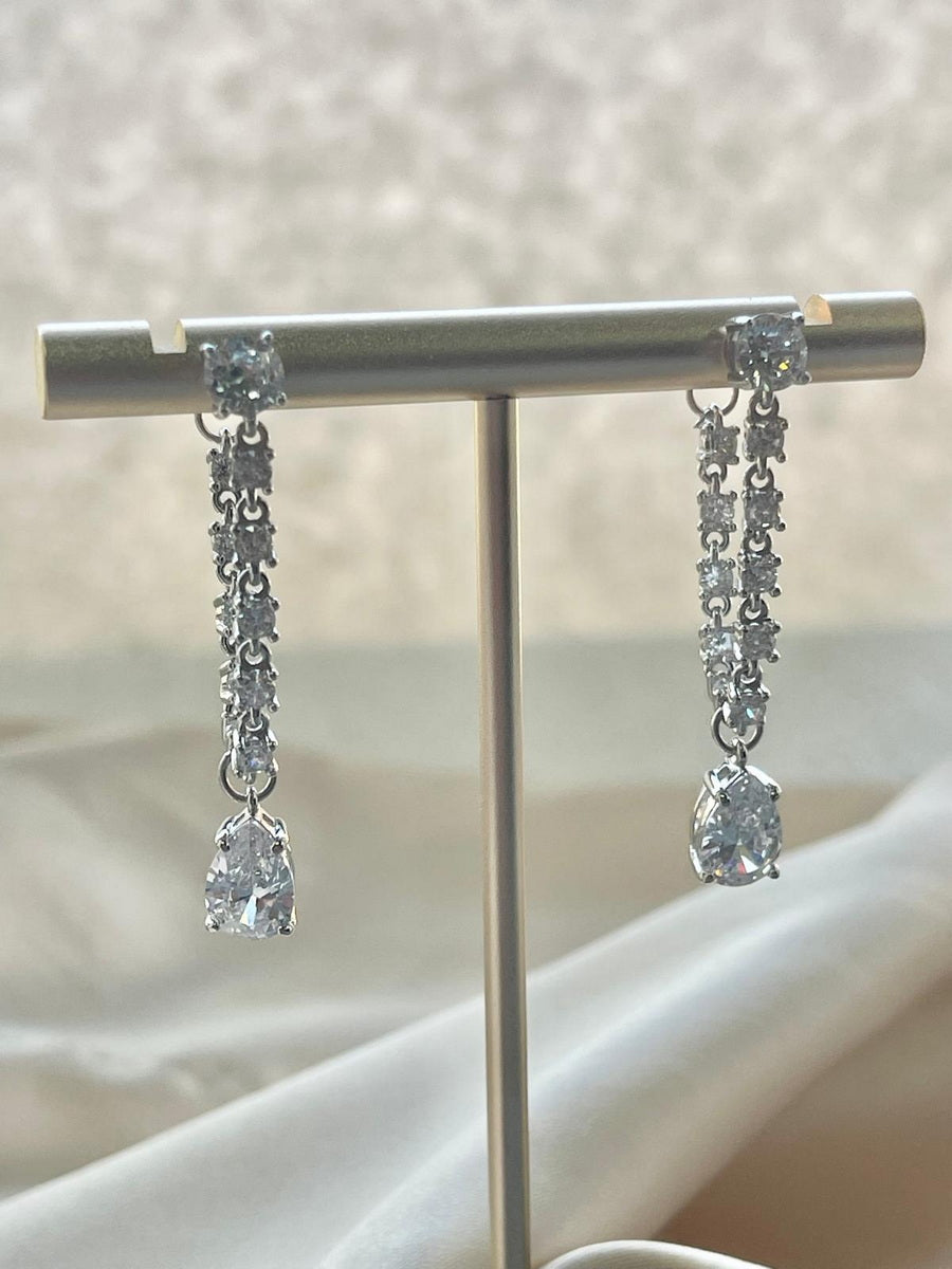 925 Sterling Silver CZ Loop Hoop Earrings