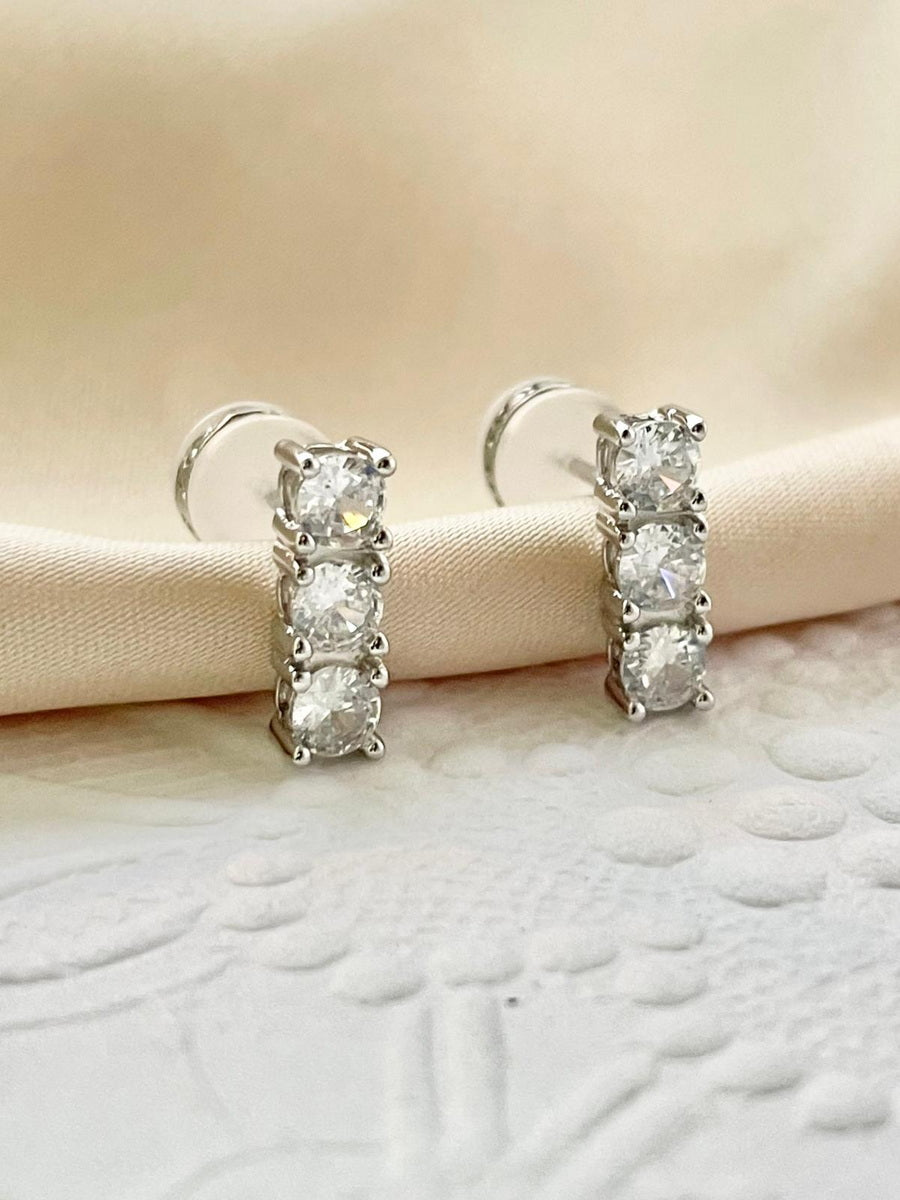 925 Sterling Silver CZ Dangle Earrings