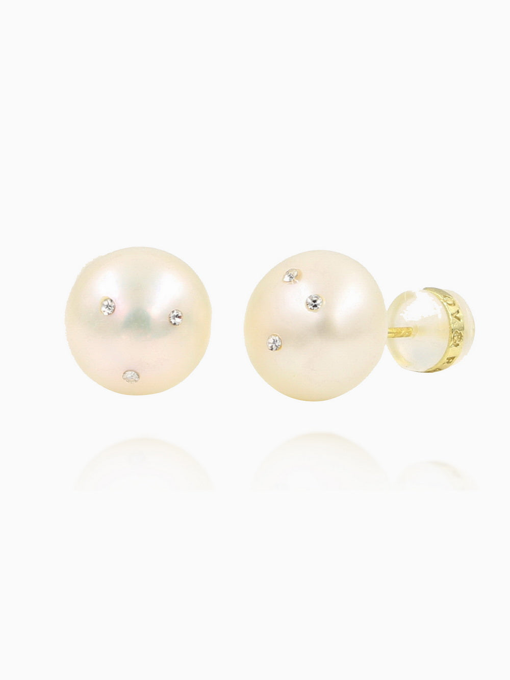 925 Fresh Water Pearl CZ Studs Earrings