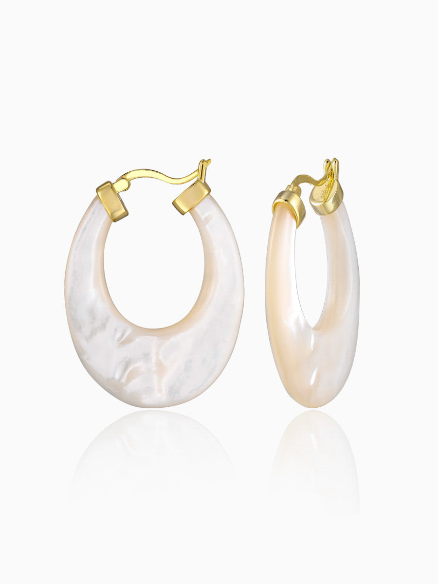 925 Silver Mother of Pearl Hoop Earrings