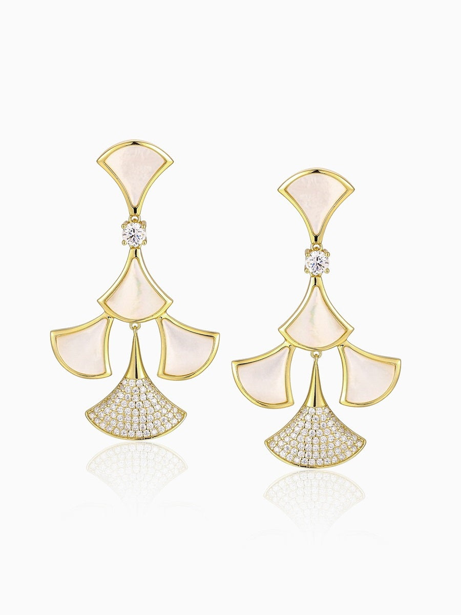 925 Silver MOP Multi Fan Drop Earrings