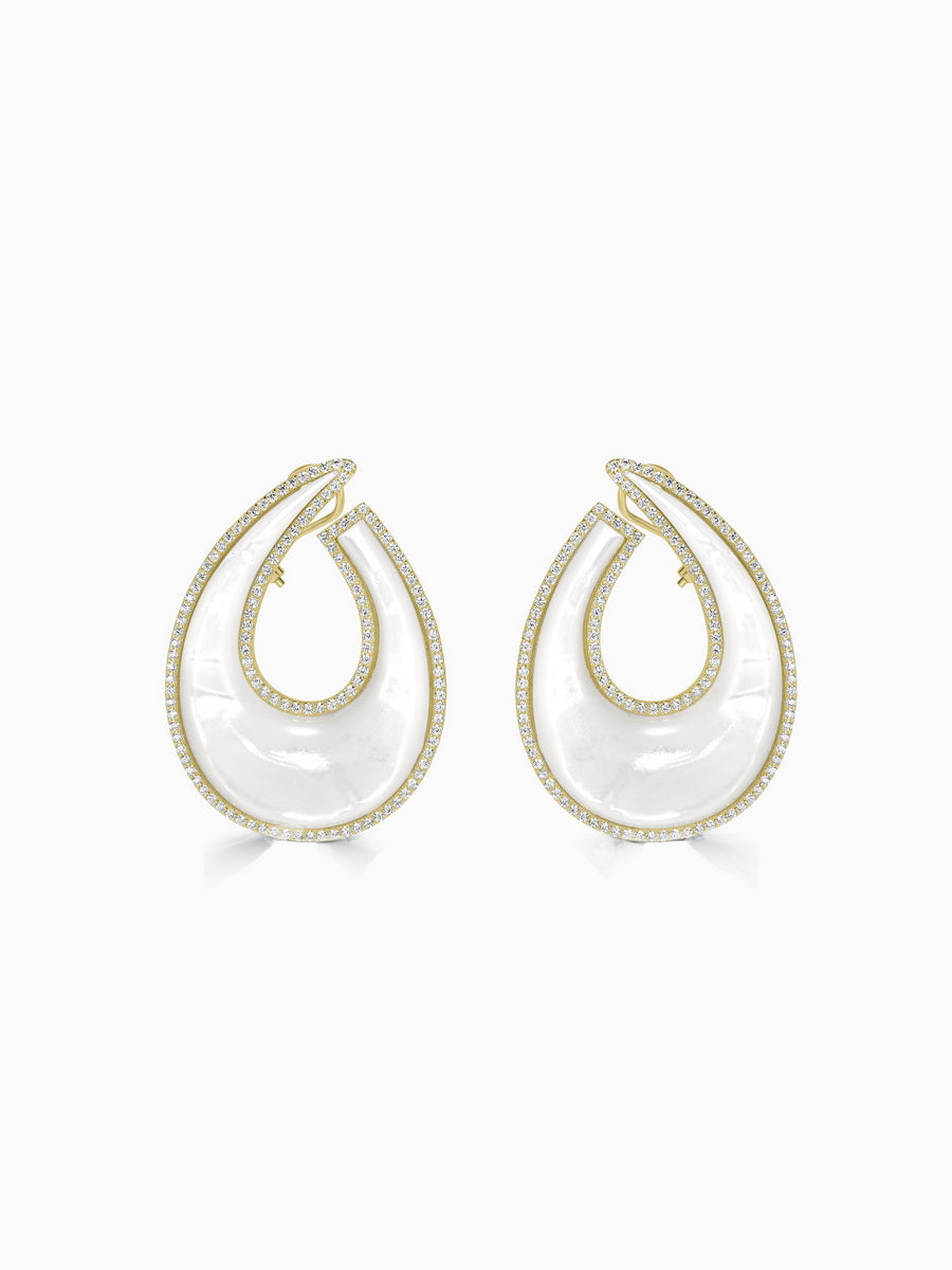 925 Silver MOP Tear Drop Earrings