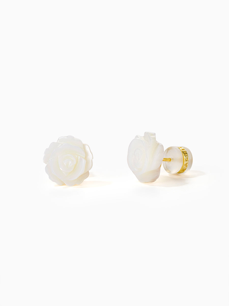 Mother of Pearl Rose Flower Studs Earrings