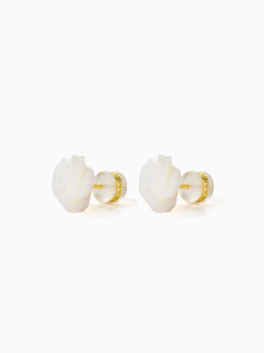 Mother of Pearl Rose Flower Studs Earrings