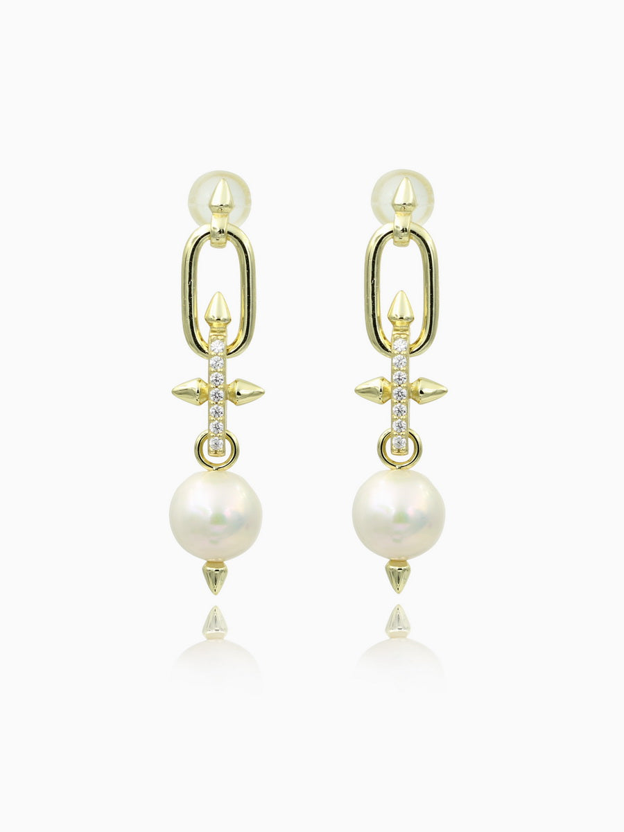 925 Sterling Silver CZ Pearl Earrings