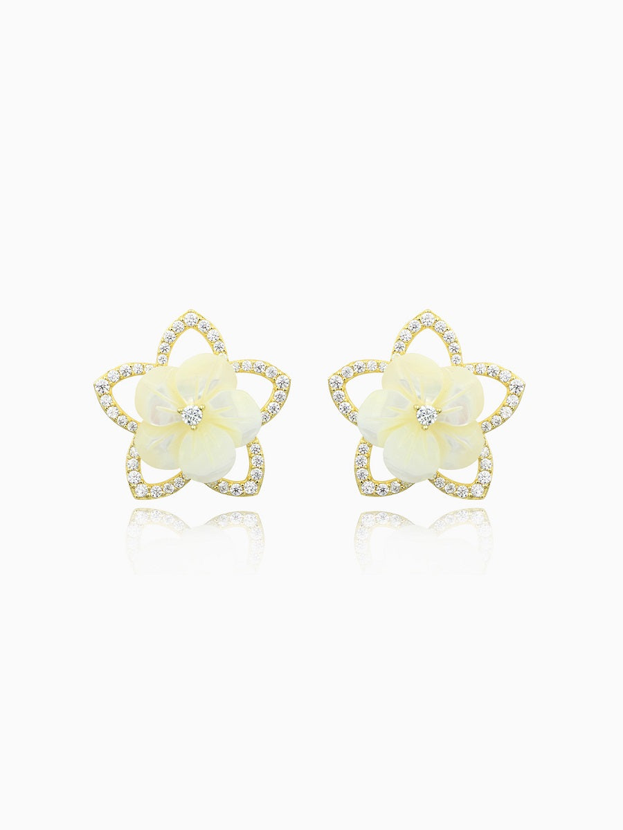 925 Sterling Silver MOP Floral Earrings