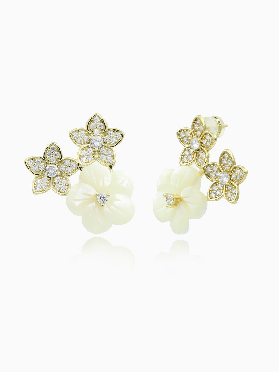 925 Sterling Silver MOP Flower Earrings