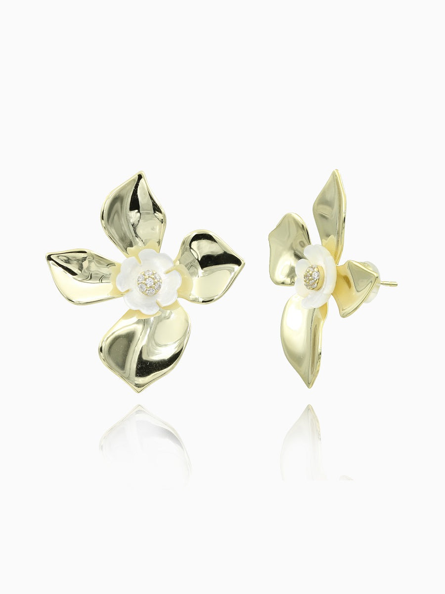 925 Sterling Silver Vintage Lotus Earrings