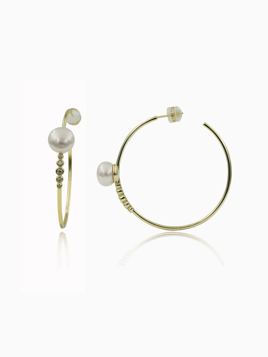 925 Silver 11mm Freshwater Pearl with CZ Hoop Earrings