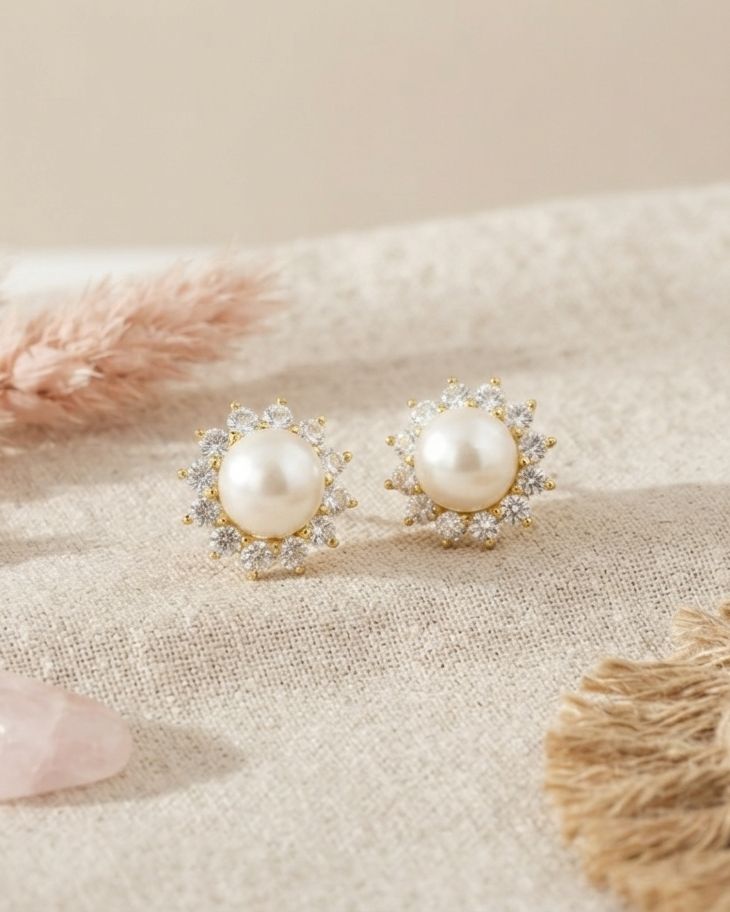 925 Silver Fresh Water Pearl Studs Earrings