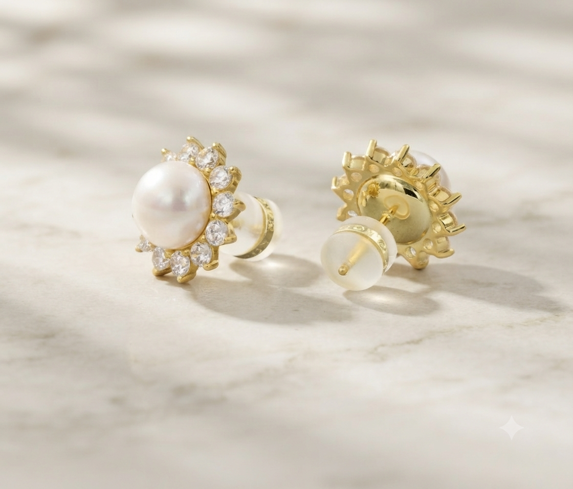 925 Silver Fresh Water Pearl Studs Earrings