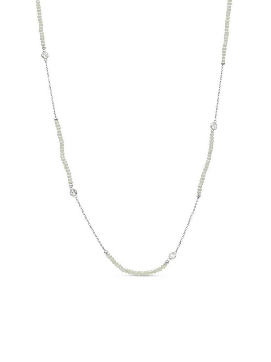 925 Sterling Silver Pearl Chain Necklaces