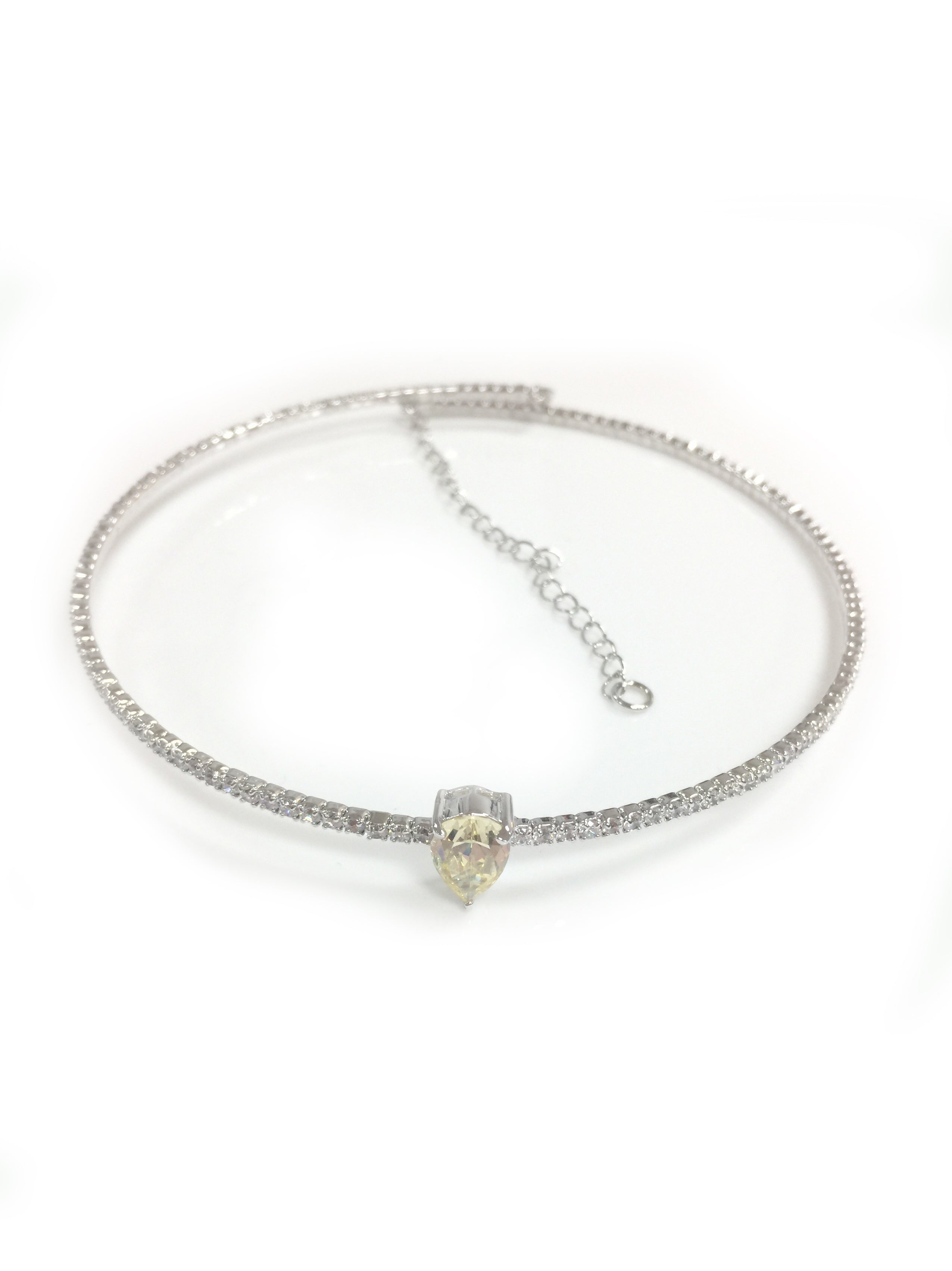 925 Silver CZ Stretchable Choker Necklace