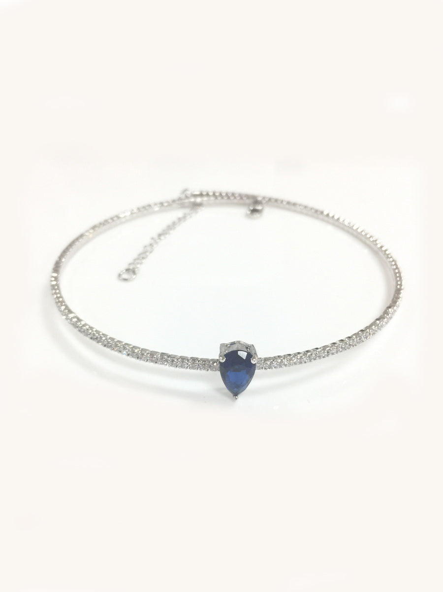 925 Silver CZ Stretchable Choker Necklace