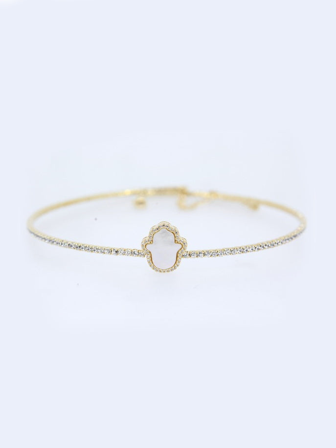 925 Silver Hamsa Stretchable Choker Necklace