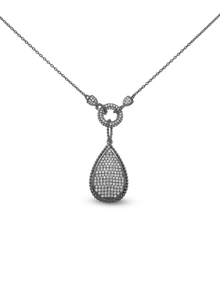 925 Sterling Silver Pave CZ Necklace