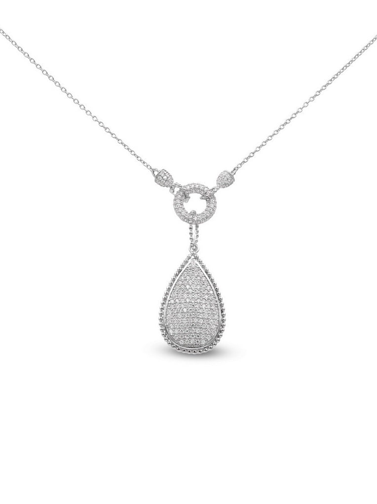 925 Sterling Silver Pave CZ Necklace