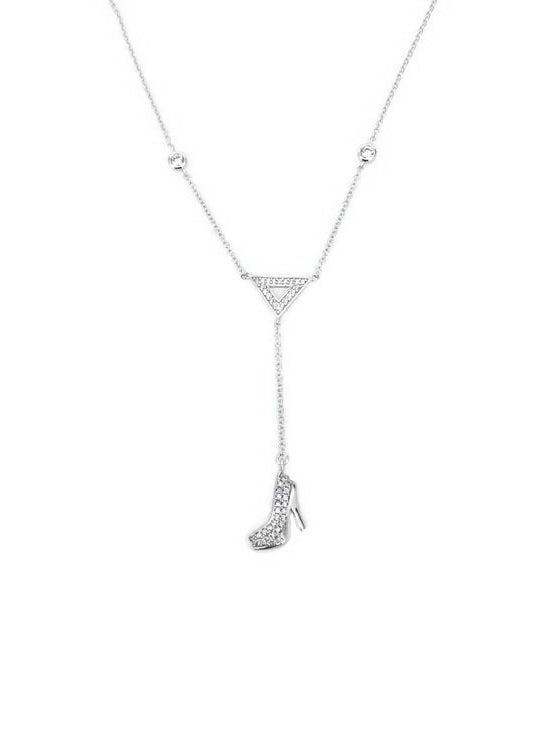 925 Silver CZ Y Shape Necklace