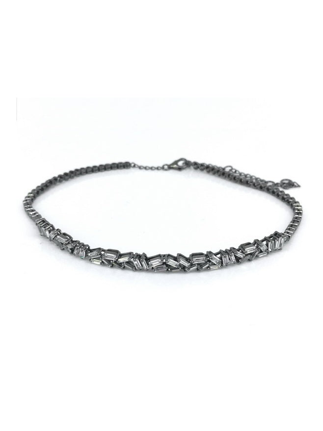 925 Sterling Silver CZ Choker Necklace