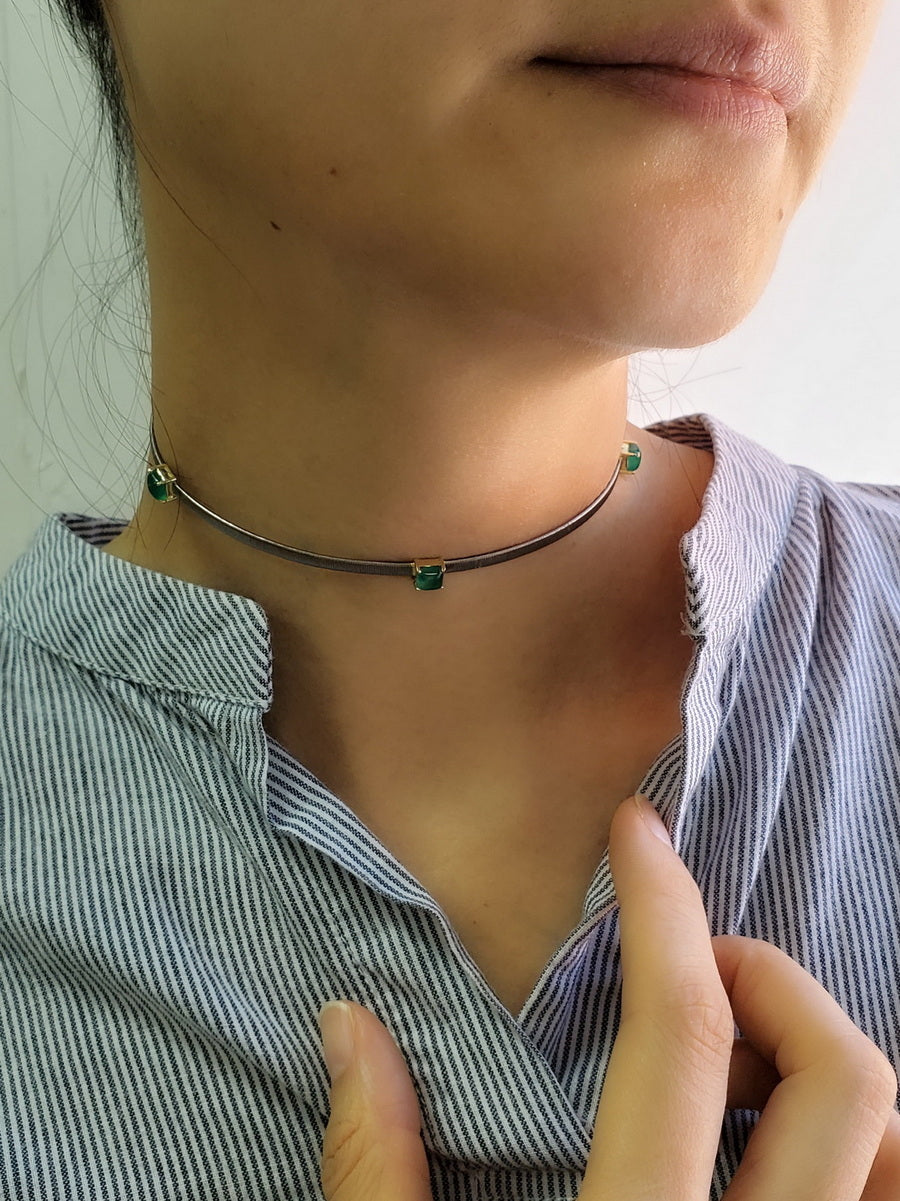 925 Silver CZ Wire Choker Necklace - Main Image