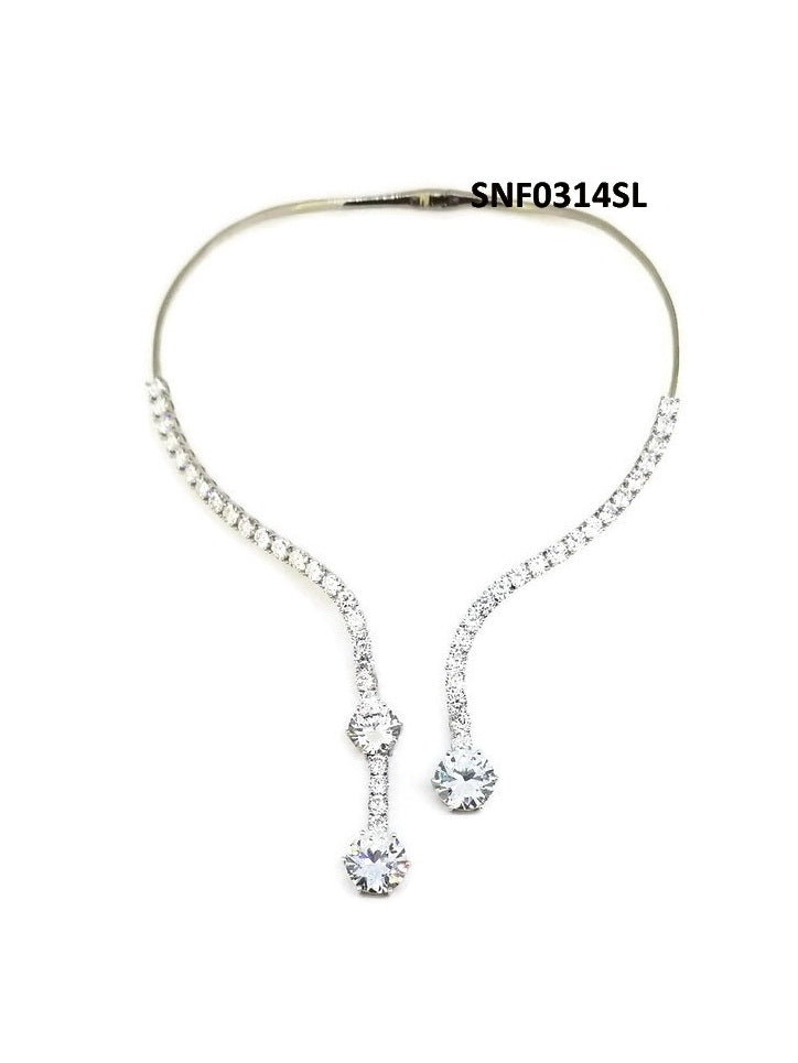 925 Silver Tassel CZ Choker Necklace