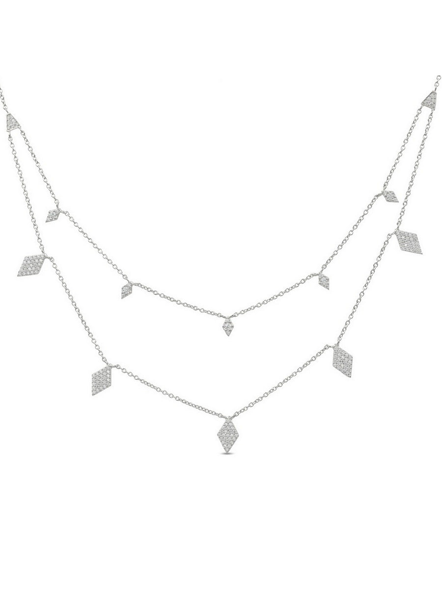 925 Silver Double Layer CZ Necklaces