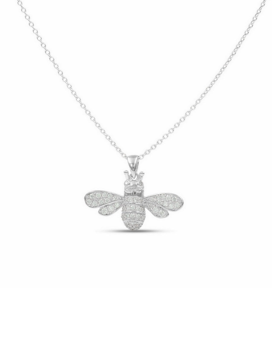 925 Sterling Silver Bee CZ Necklaces