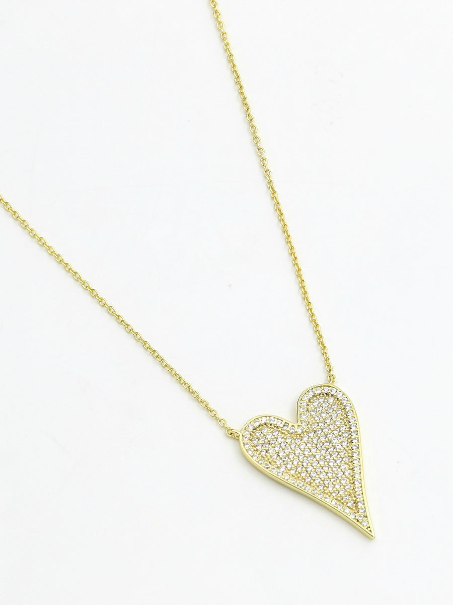 925 Sterling Silver CZ Heart Necklaces