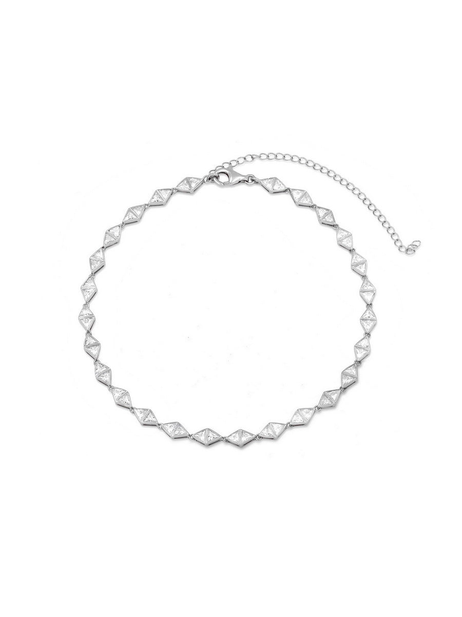 925 Silver Triangle CZ Choker Necklace